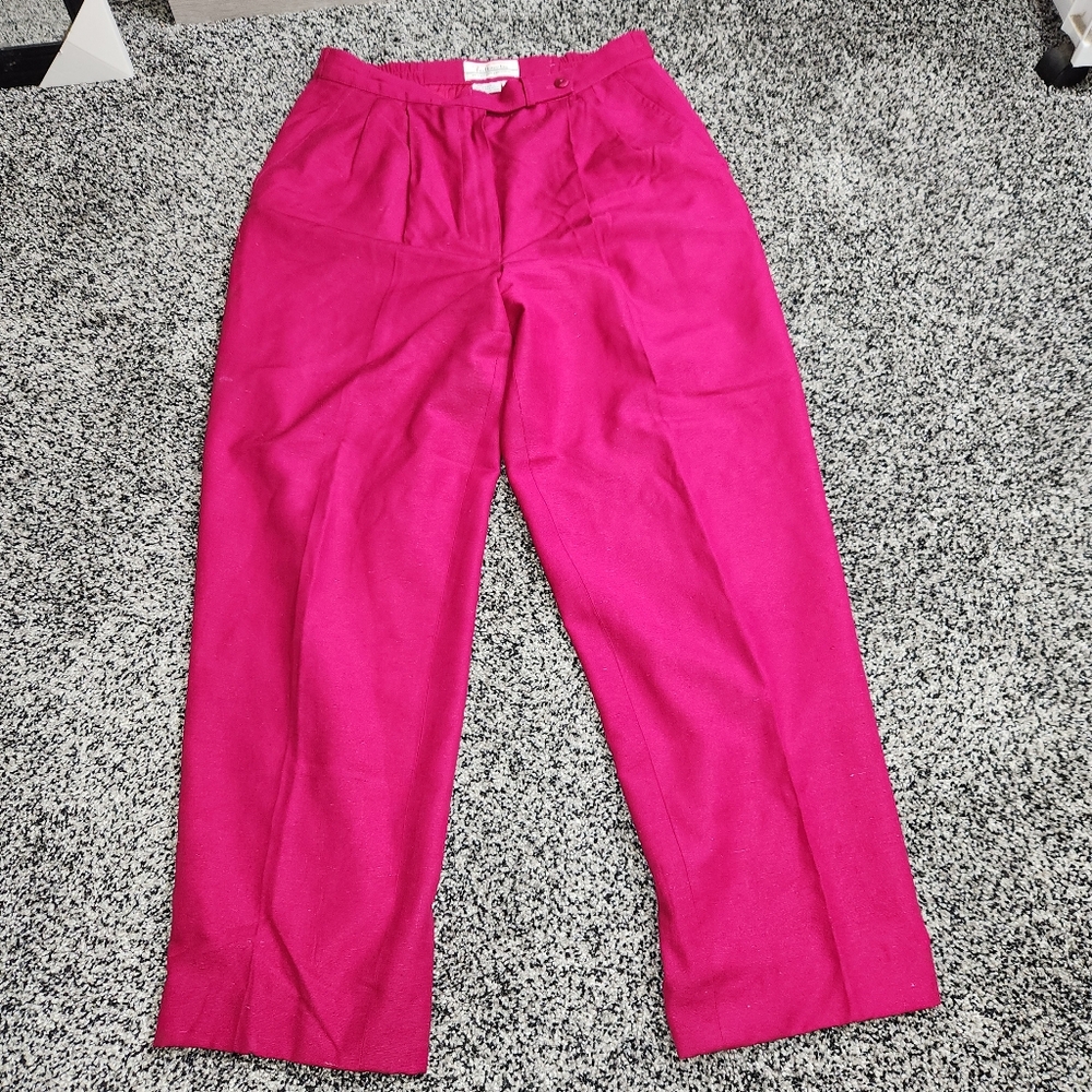 Talbots Petite Collection Vintage 100% silk Pants Women's Size‎ 8 Maroon Pink